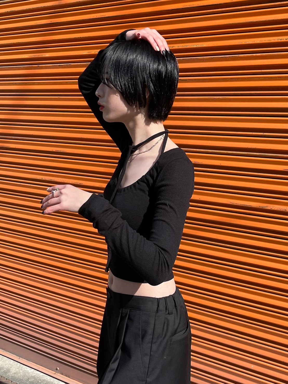 【Chikashitsu + LADIES】shirring cropped tops (3color)
