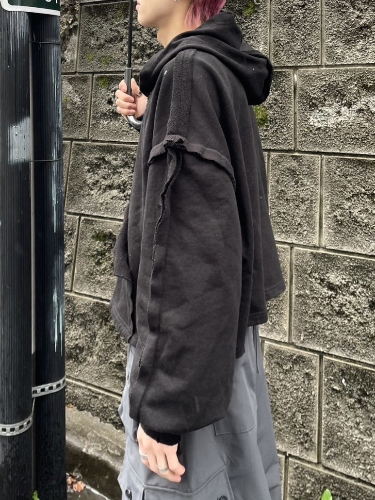 受注制【nmtc +】reverse design damage zip up hoodie (3color)