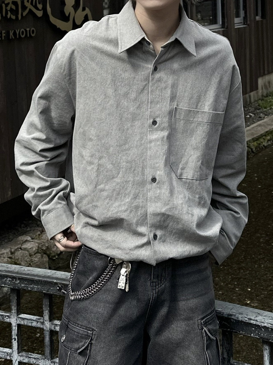 大阪店WEB限定受注制【Chikashitsu +】pigment draw code shirt (2color)