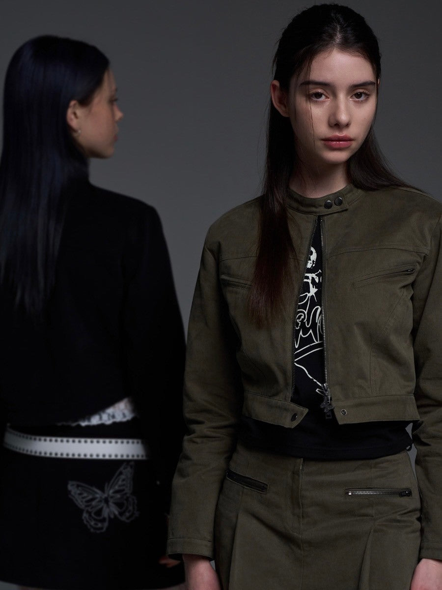 【FANCY CLUB】BIKER PINTUCK MINI SKIRT