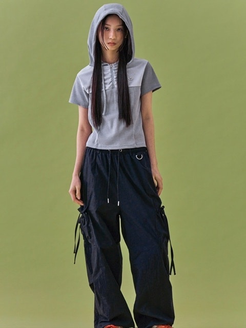 【FANCY CLUB】SOFT BASIC HALF ZIP-UP HOODIE