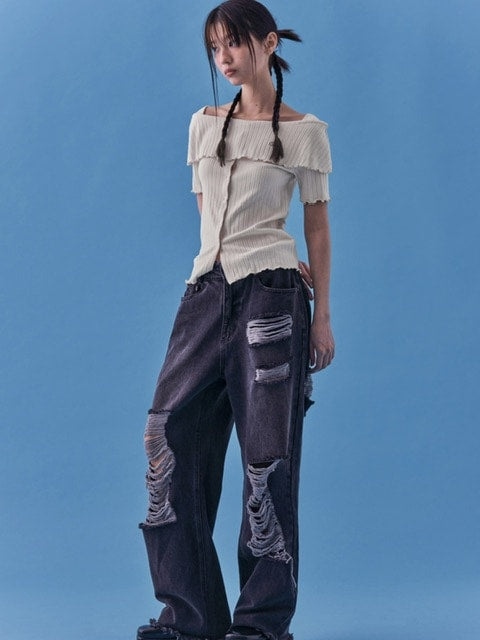 【FANCY CLUB】HEIDI KNITTED OFF-SHOULDER