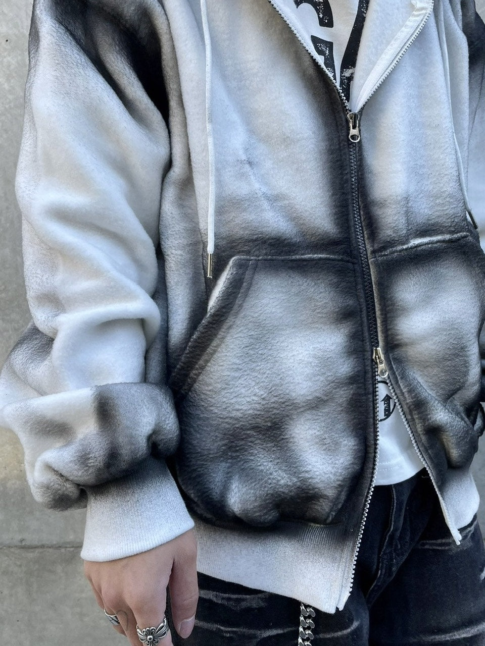受注制【Never mind the XU】dirty zip up hoodie (2color) / 【ネバー