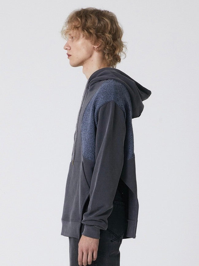 【DILETTANTISME】KNIT BLOCK HOOD T