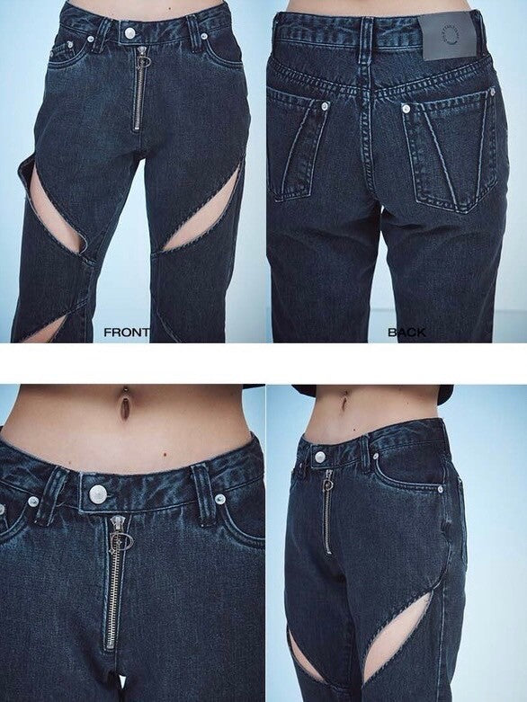 【DILETTANTISME】CUTOUT ZIPPER DENIM