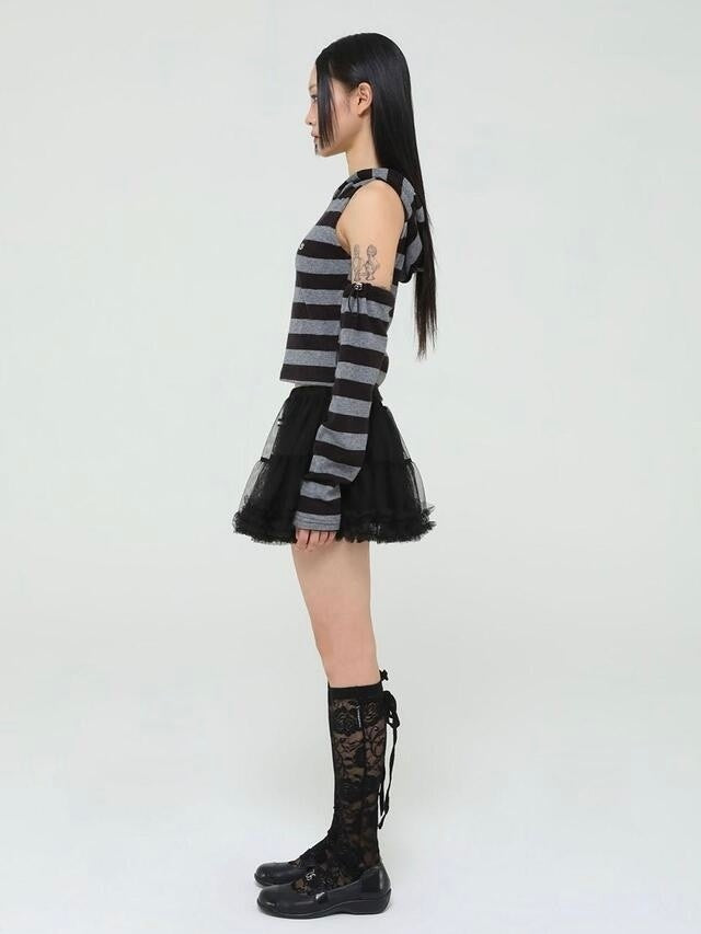 【Uglyshadow】MESH FRILL CANCAN SKIRT