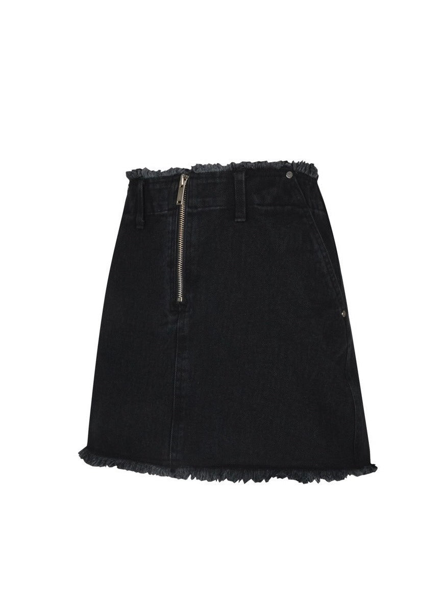 【MORE THAN BLACK】CUT OFF DENIM SKIRT