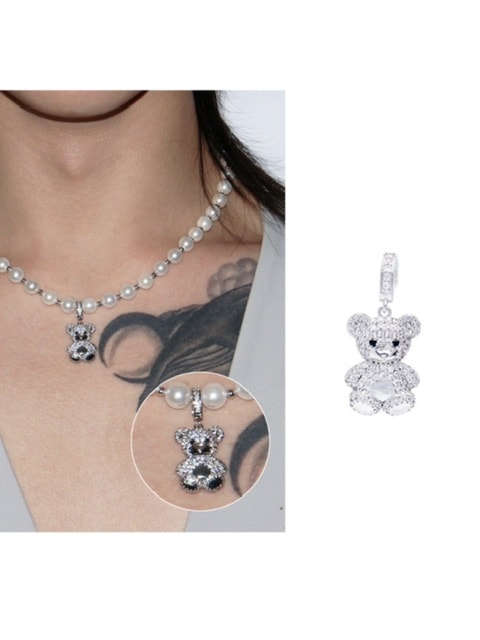 【BLACK PURPLE】cubic character pendant (bear)