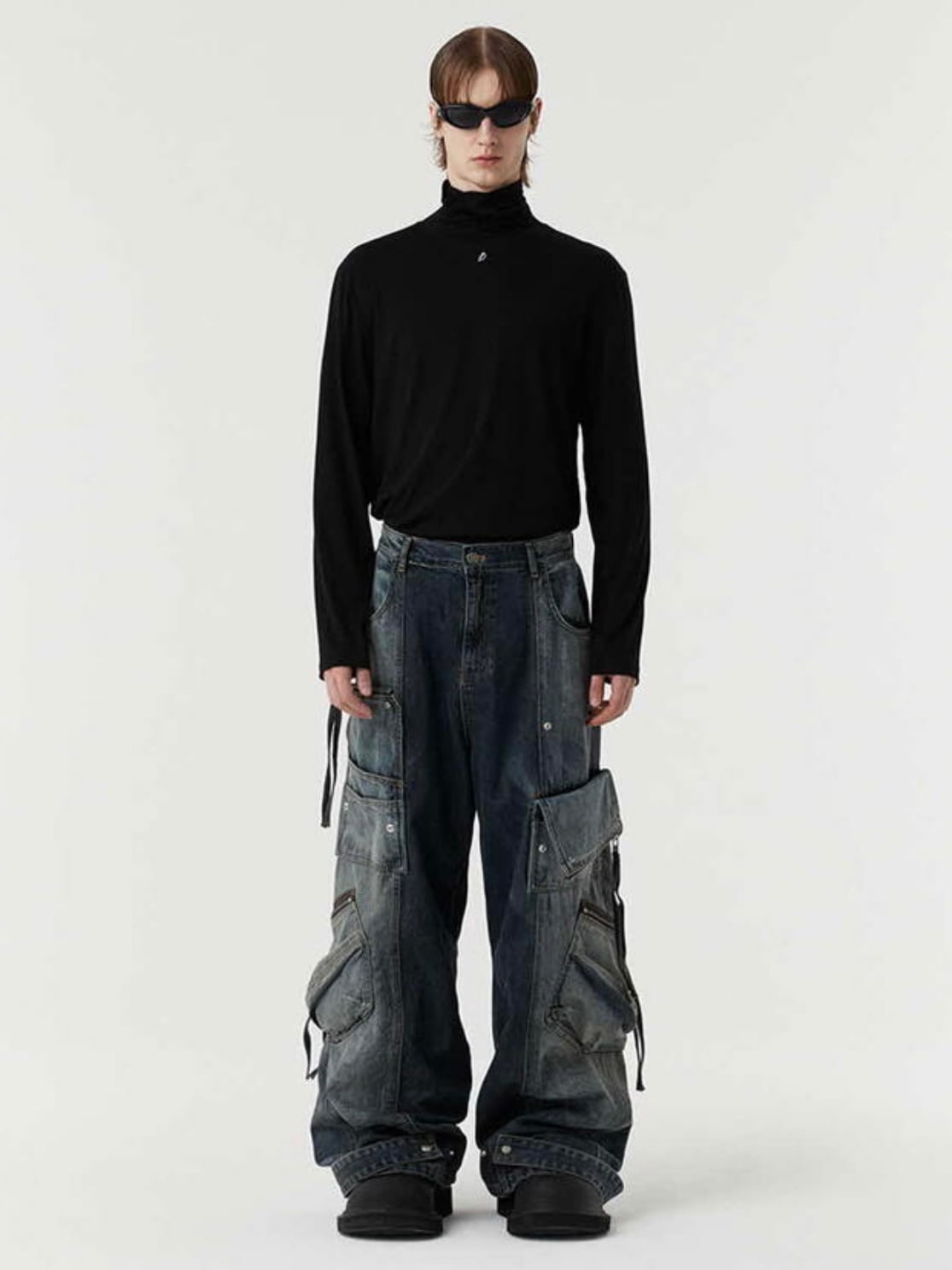 【DNSR】twoface multi cargo denim pants