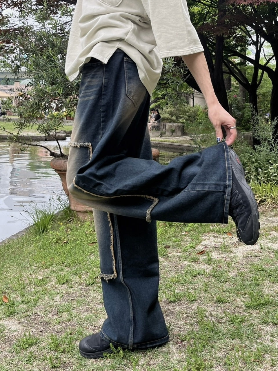 受注制【youll】vintage double knee denim pants