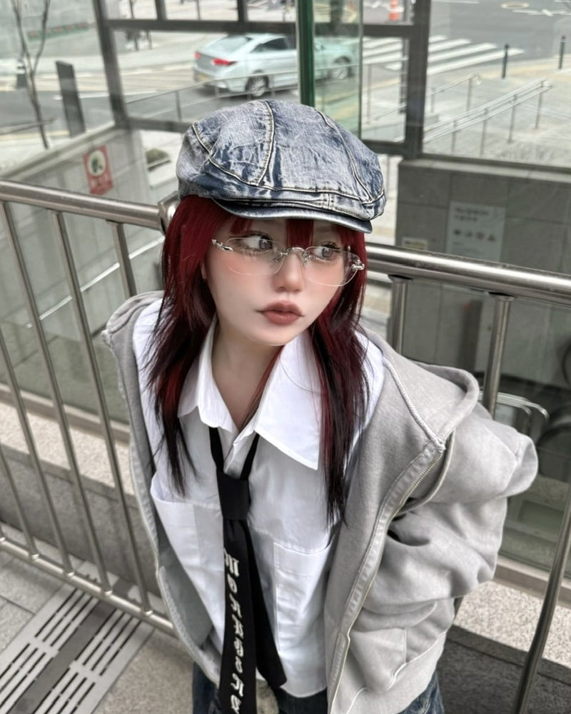 受注制【Never mind the XU】denim hunting cap 2