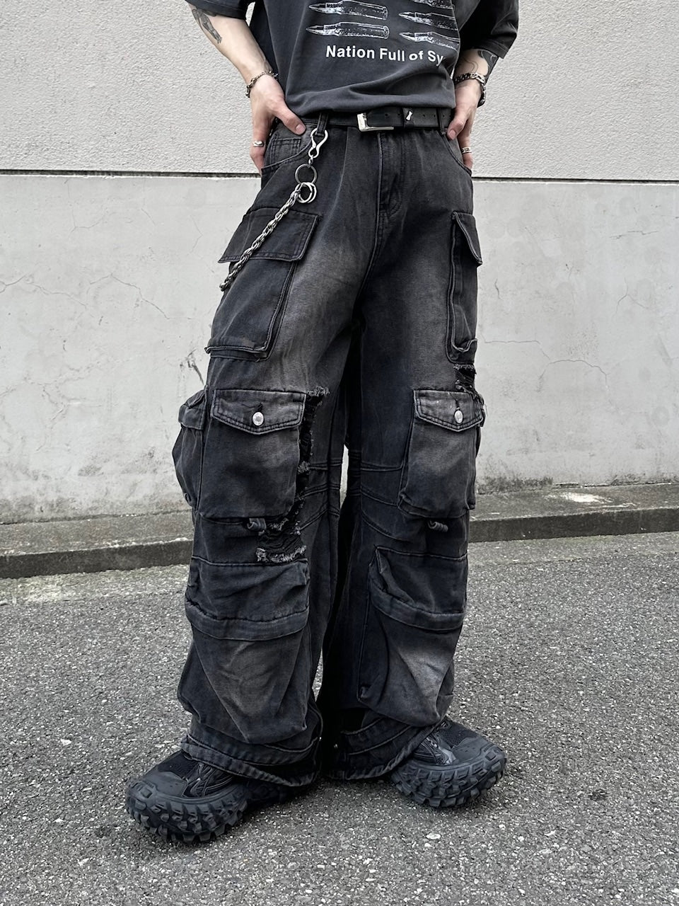 大阪店WEB限定【Chikashitsu +】utility cargo denim pants