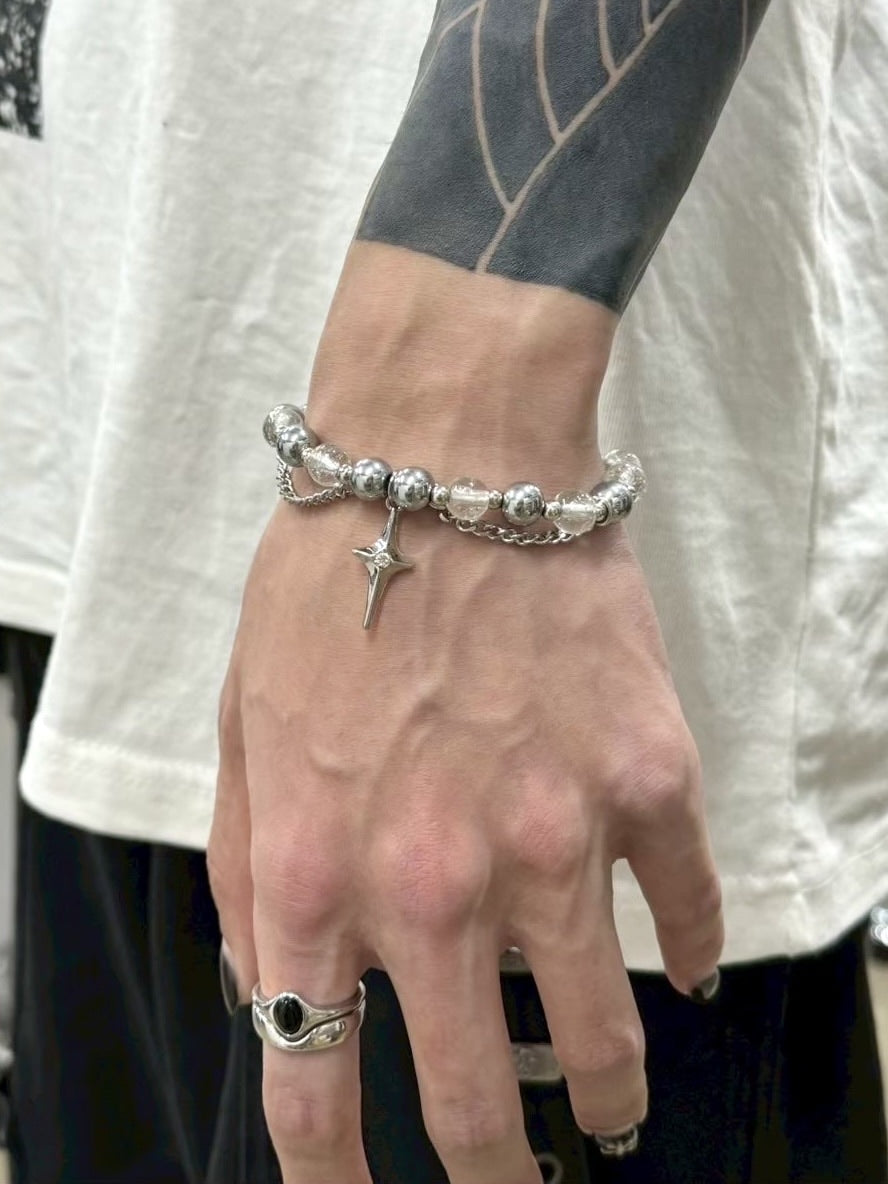 受注制【Never mind the XU】galaxy chain bracelet / 【ネバーマインドザエックスユー】ギャラクシーチェーンブレスレットシルバーブレスレット