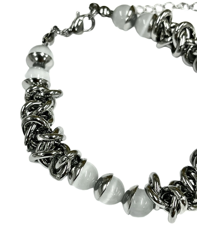 受注制【Never mind the XU】stone chain bracelet / 【ネバーマインドザエックスユー】ストーンチェーンブレスレットシルバーブレスレット