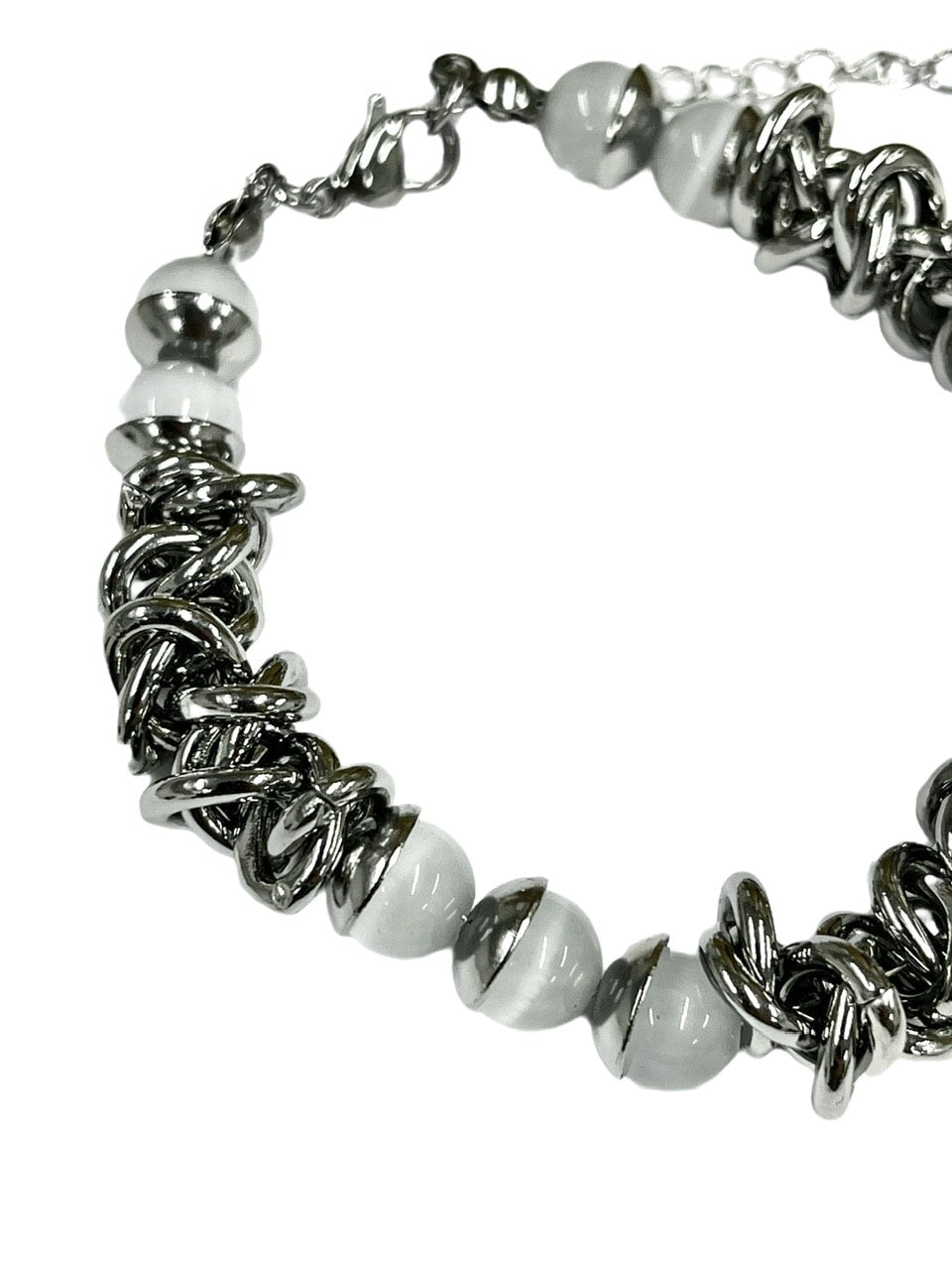受注制【Never mind the XU】stone chain bracelet / 【ネバーマインドザエックスユー】ストーンチェーンブレスレットシルバーブレスレット