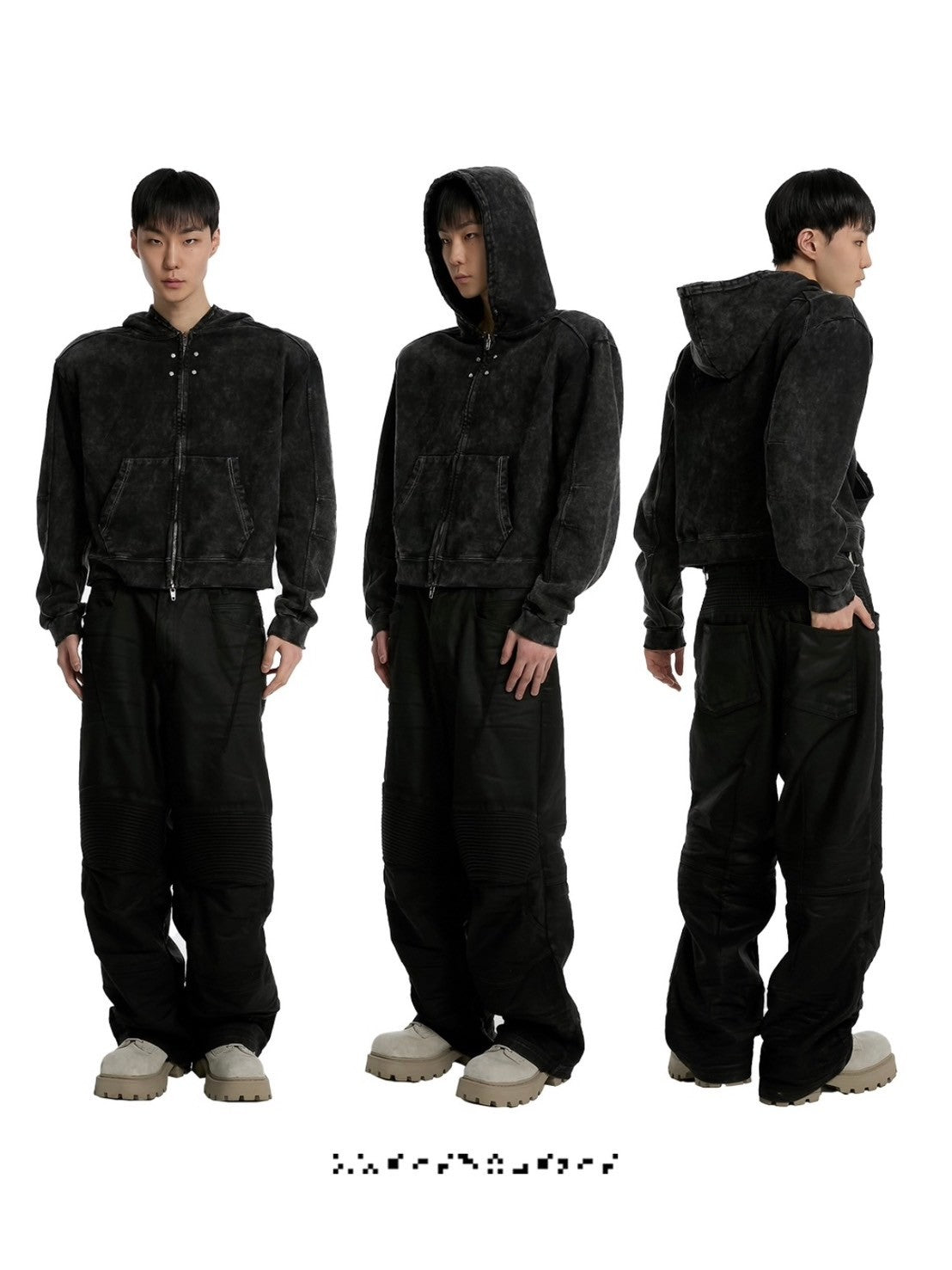 【ANOTHERYOUTH】overdyed crop zip-up hoodie