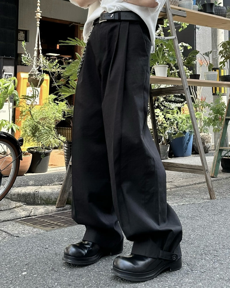 大阪店WEB限定受注制【Chikashitsu +】2tuck wide cotton pants (2color)