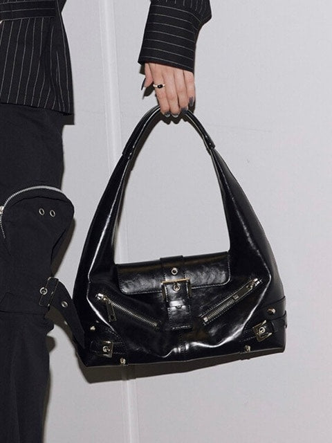 【NOT KNOWING】Small Moto Hobo Bag (LEATHER) /【ノットノーイング】スモールモトホボバッグ