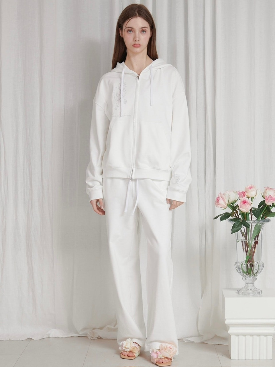 【PAIN OR PLEASURE】ROSE 2WAY HOOD ZIP UP