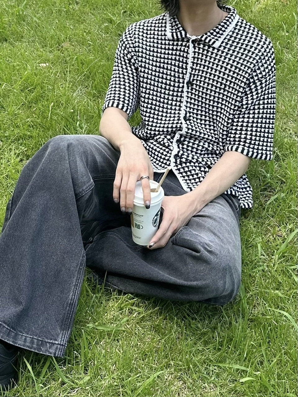 受注制【youll】check knit shirt