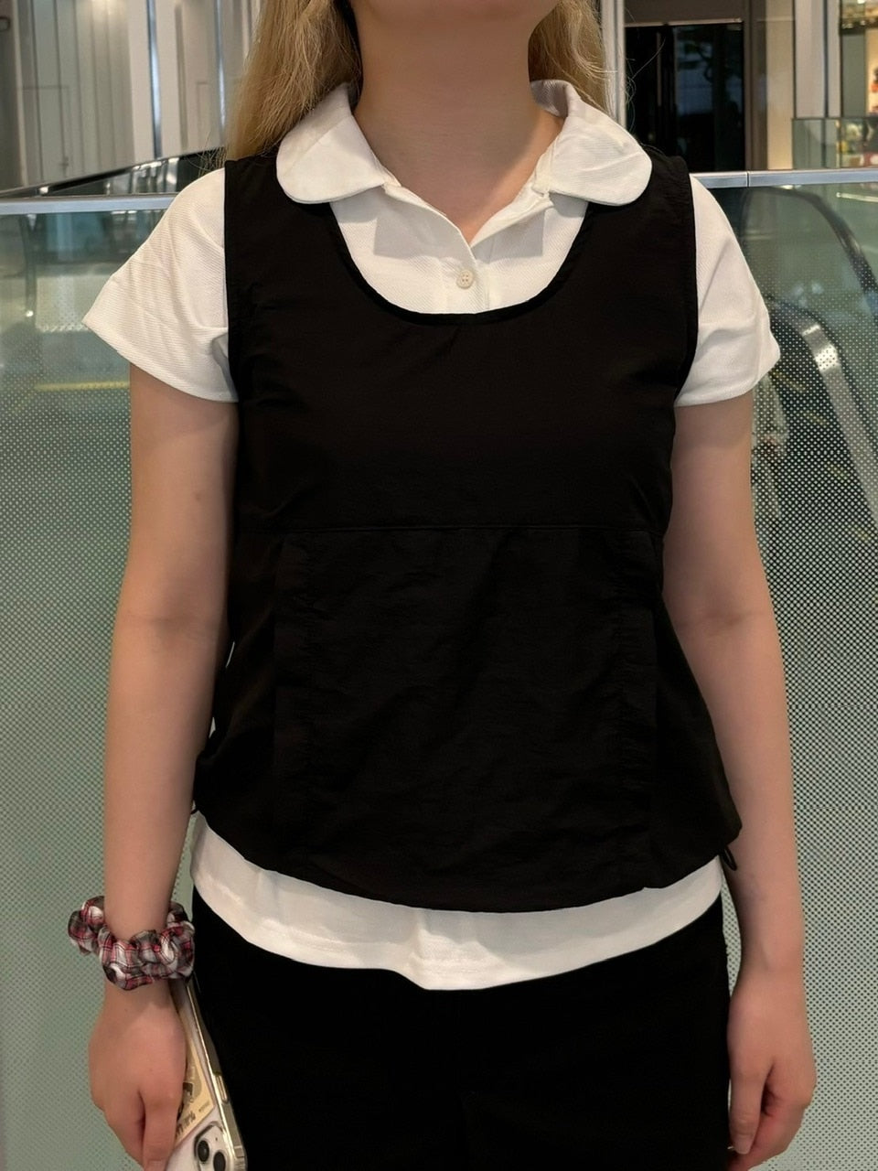 受注制【OaKS】nylon cropped vest (3color)