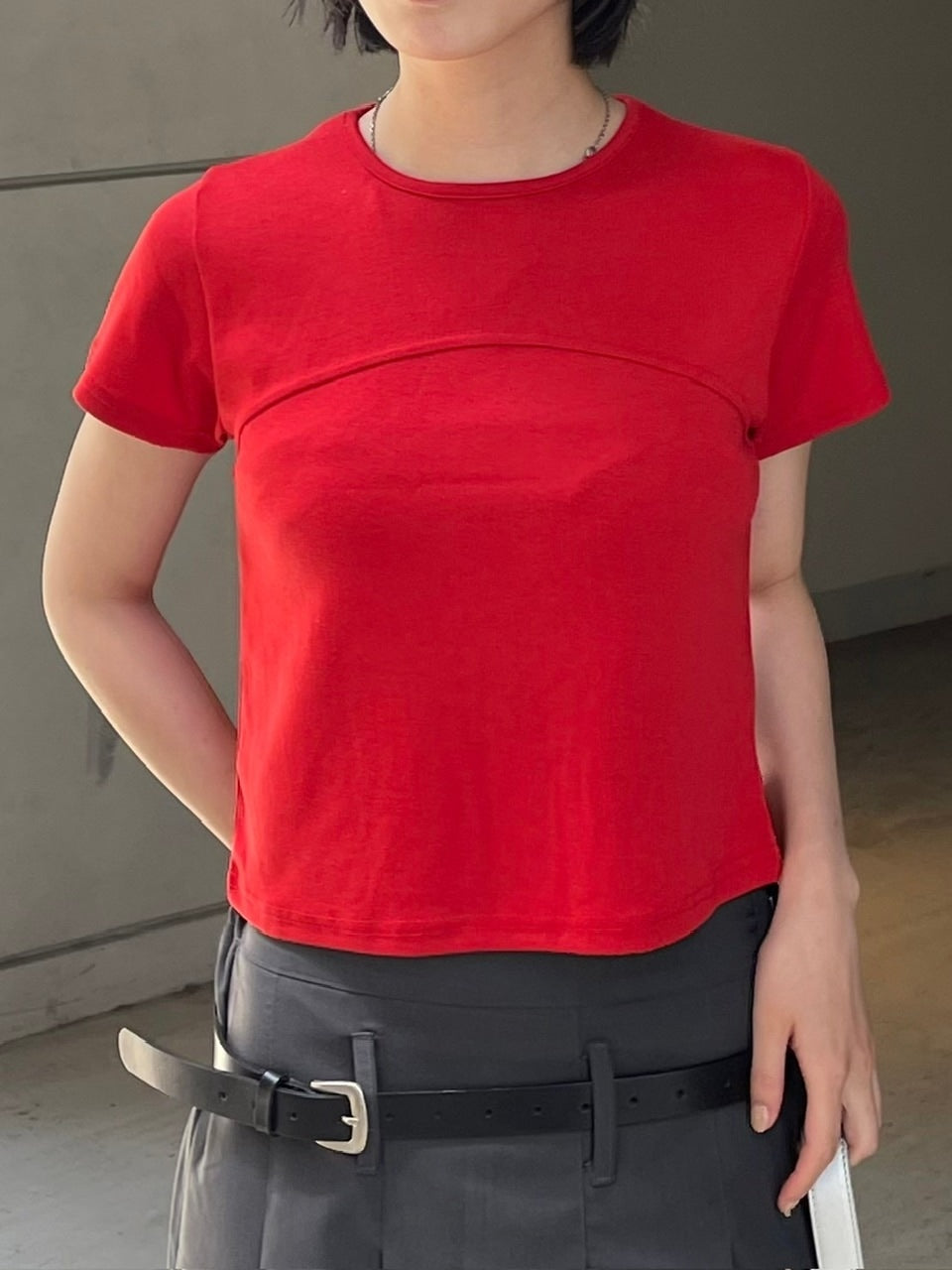 受注制【OaKS】cropped half sleeve t-shirt (3color)