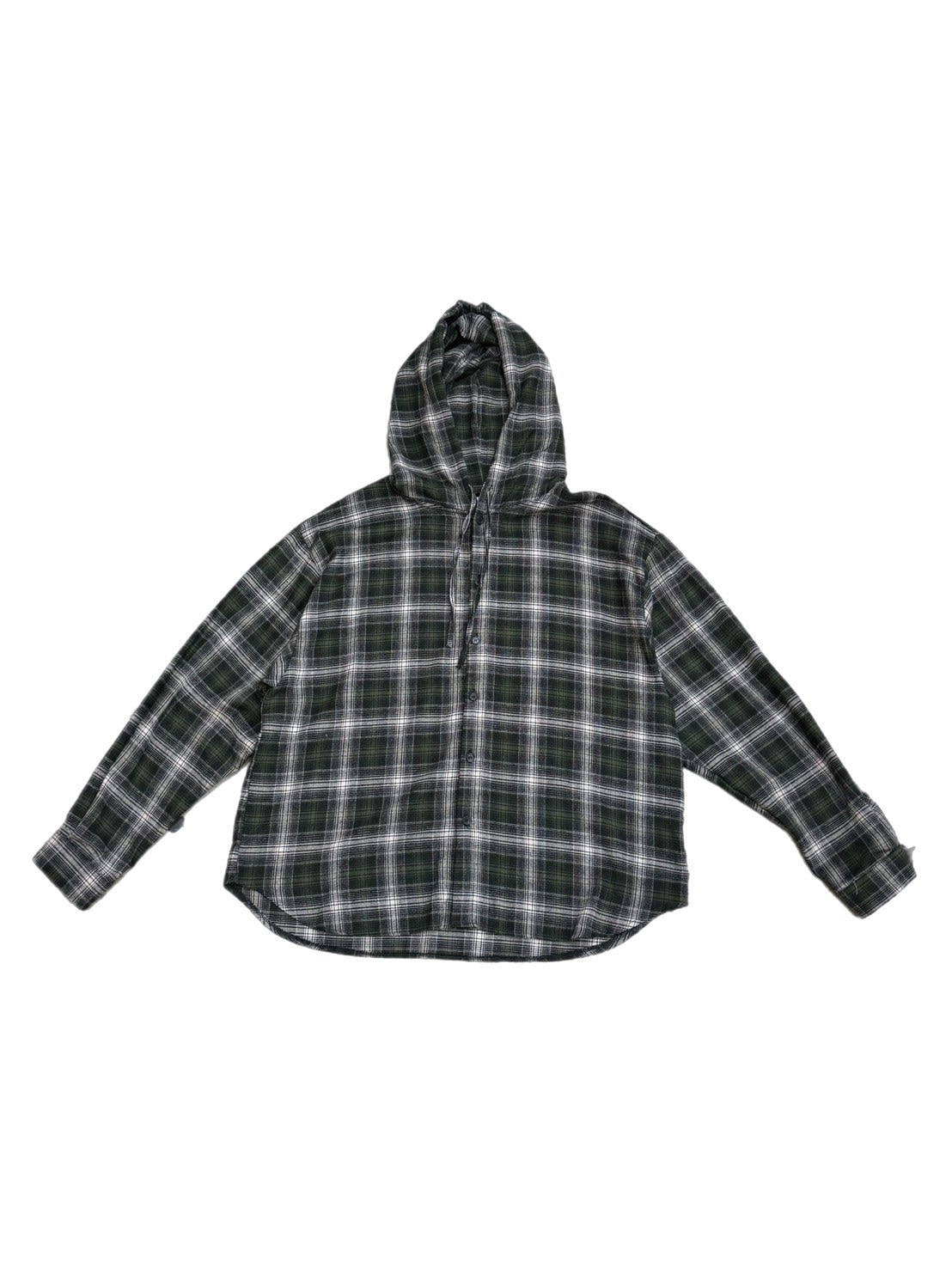 受注制【Chikashitsu +】glen check hooded shirt (2color