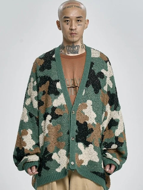【AJOBYAJO】Teddy Bear Camouflage Knit Sweater