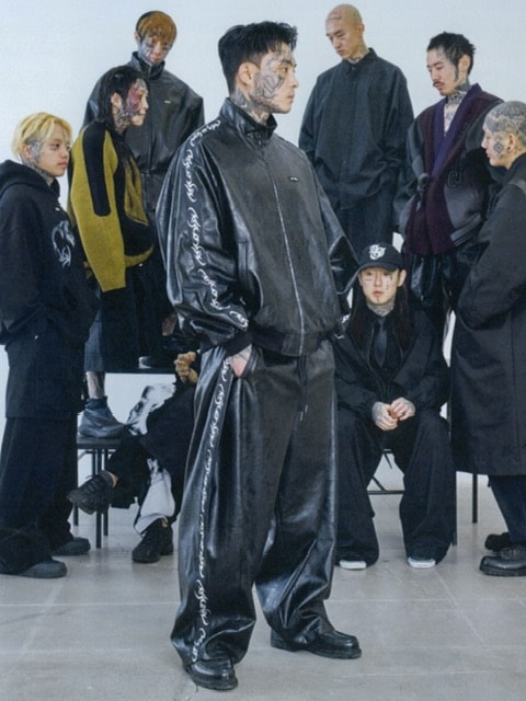 【AJOBYAJO】Vegan Leather One Tuck Track Pants