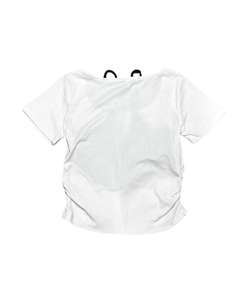 受注制【Never mind the XU】lettrering layered cropped tee (3color) / 【ネバーマインドザエックスユー】レタリングレイヤードクロップドロゴプリント半袖Tシャツ
