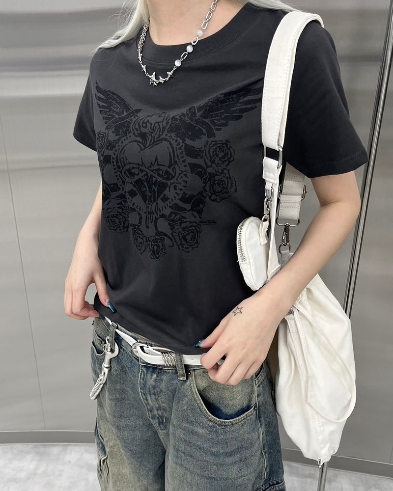 受注制【nmtc +】design heart crop tee (2color)