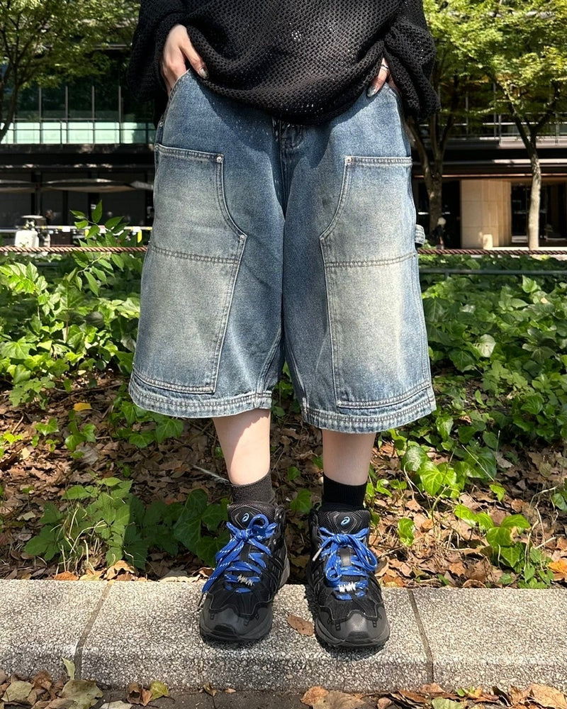 受注制【Chikashitsu +】studs design denim half pants (2color)
