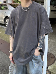 【Chikashitsu +】oversized pigment rivet t-shirt (2color)
