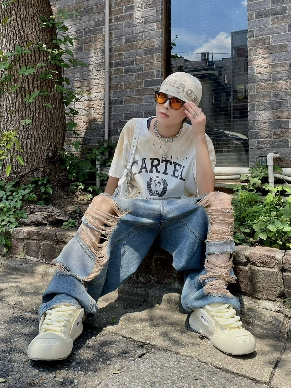 受注制【Never mind the XU】damage denim pants (3color) / 【ネバーマインドザエックスユー】ダメージデニムパンツ