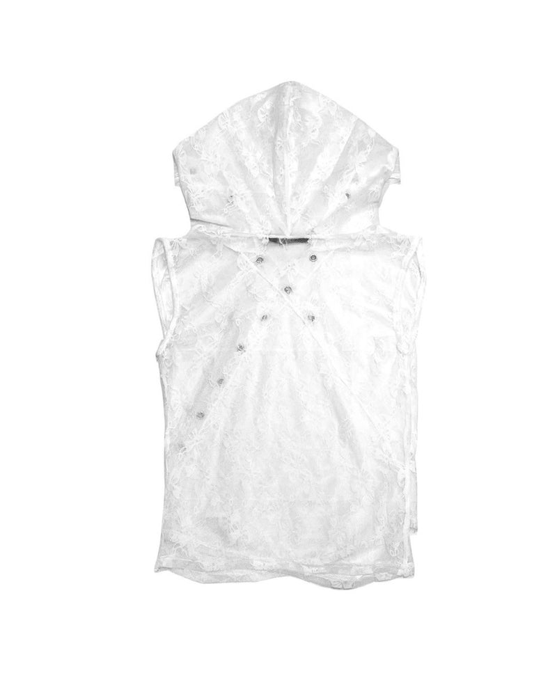 受注制【Never mind the XU】ribbon lace hoodie (2color)
