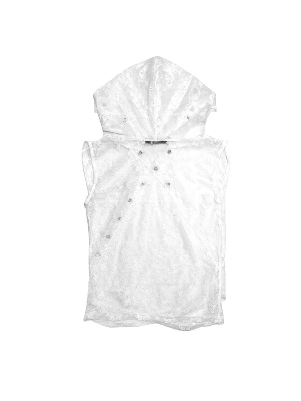 受注制【Never mind the XU】ribbon lace hoodie (2color)