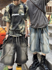 受注制【Never mind the XU】line denim half pants (2color)