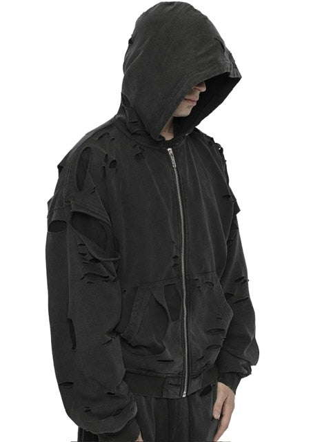 【RACER WORLDWIDE】Distressed 2 Layer Hoodie / 【レーサーワールドワイド】ツーレイヤーダメージジップアップ長袖パーカー