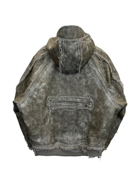 【BLR BLUER】RAW-CUT LEATHER HOODIE