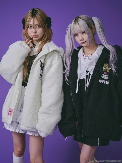 【GALFY×KUROMI】モコモコ丸ボアずきんパーカー / 【ガルフィー×クロミ】ファーロゴ長袖ジップアップパーカー