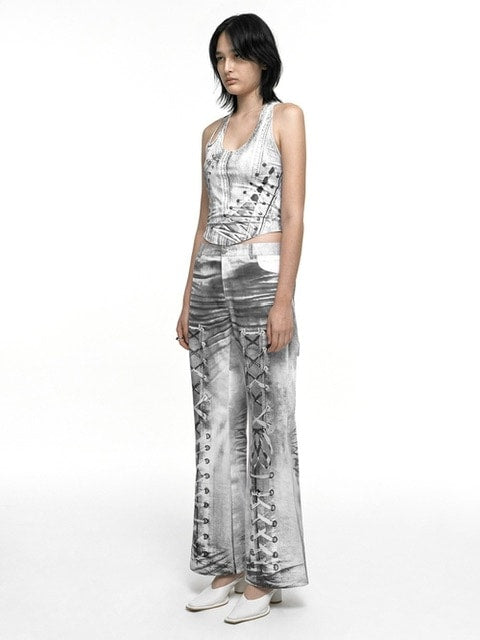 【NACHE】RACE UP PRINTED SLEEVELESS