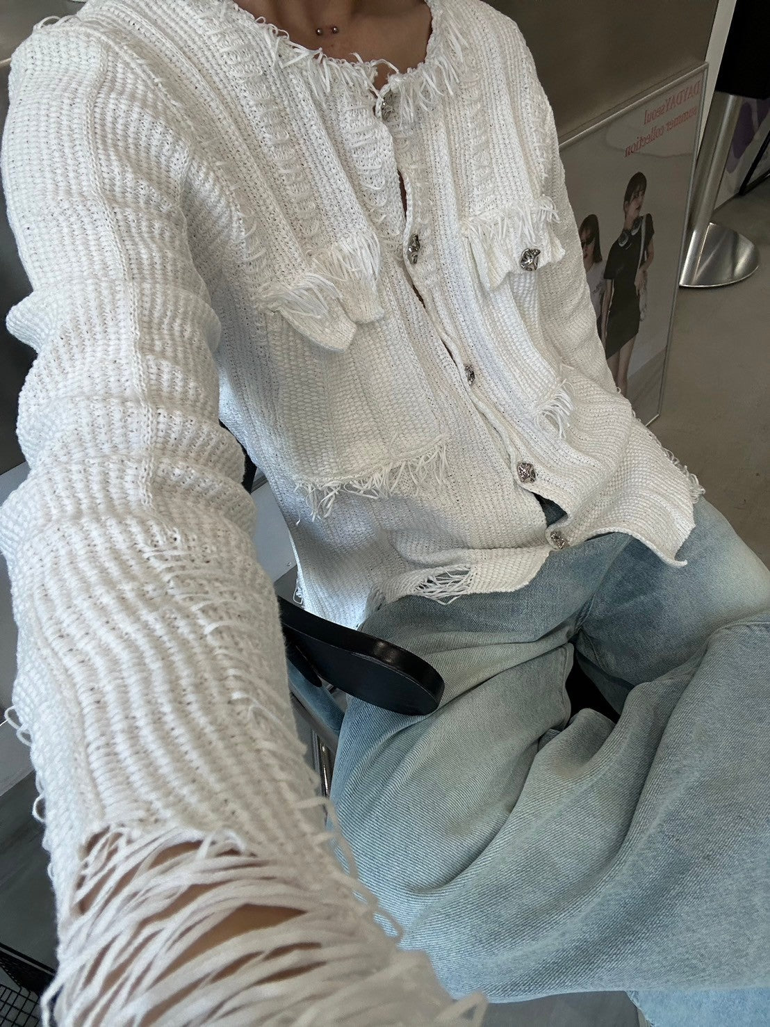 国際配送【LUV CODE】damage tweed jacket