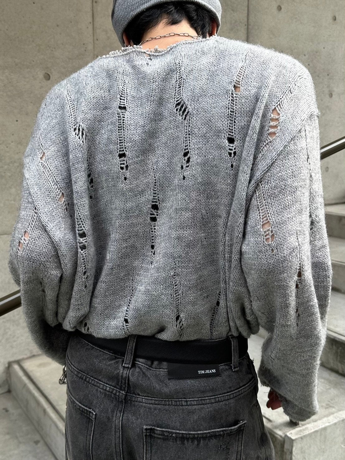 受注制【LUV CODE】damage mohair knit