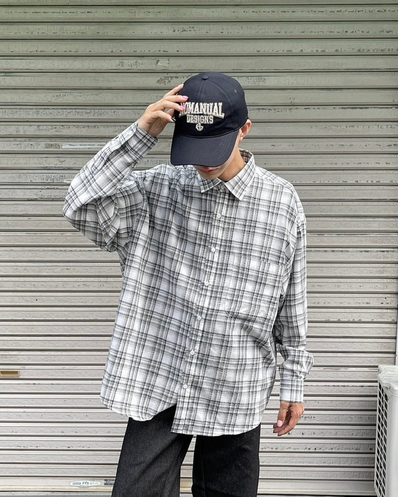 【Chikashitsu +】over fit check shirt (3color)