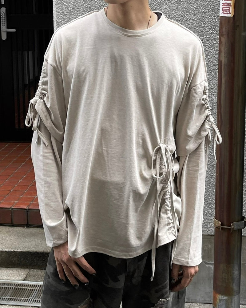 受注制【oaks】oversized shirring layered long sleeve (3color)