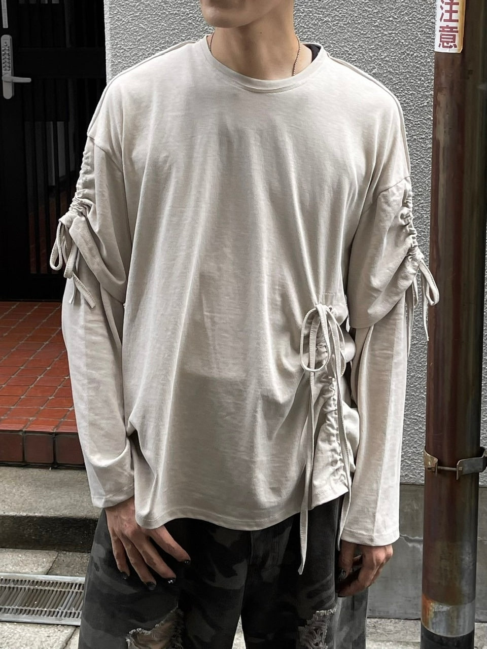 受注制【oaks】oversized shirring layered long sleeve (3color)