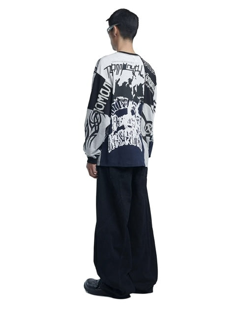 【NOMANUAL】MIXED GRAPHIC LONG SLEEVE TEE