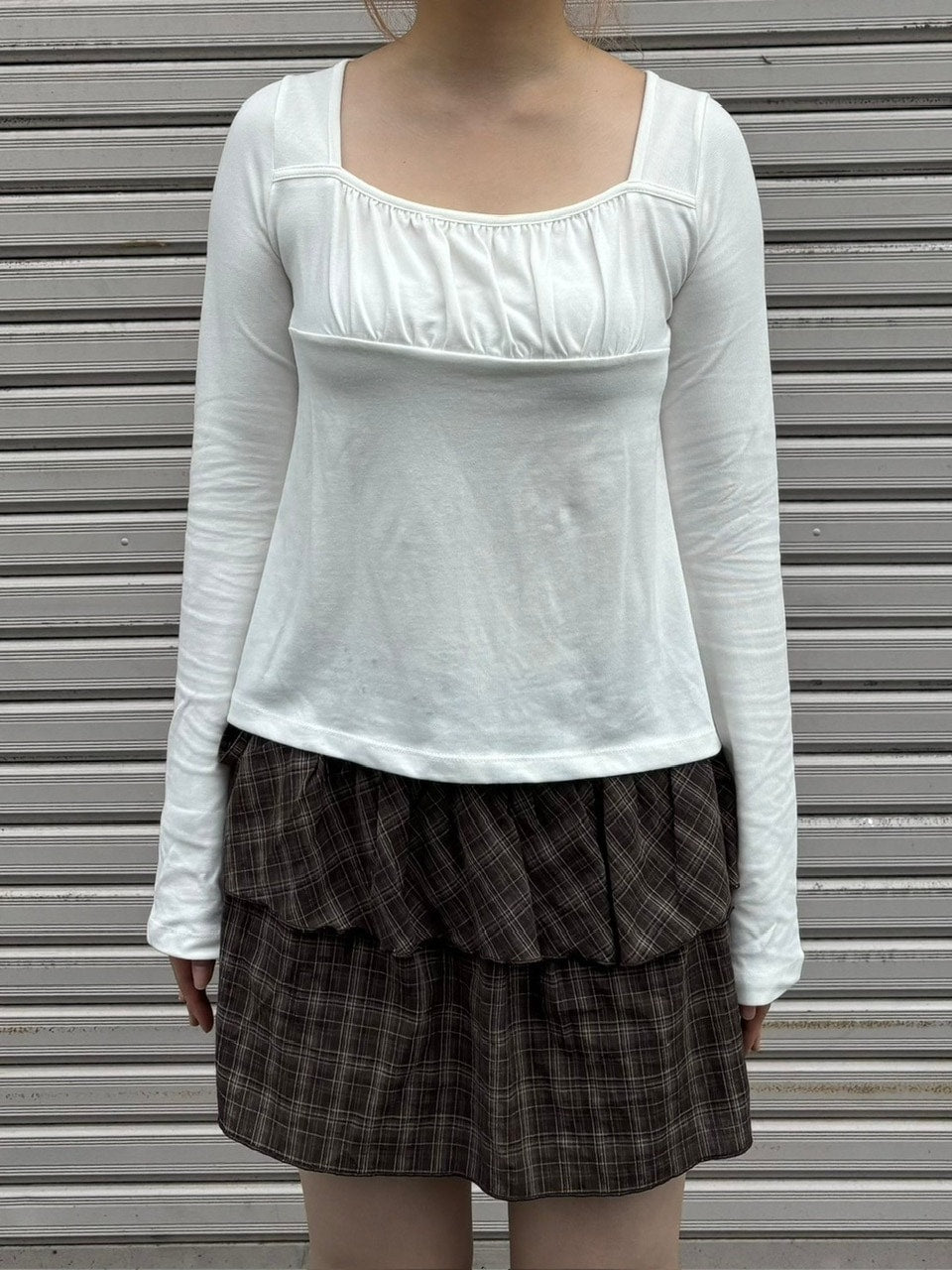 受注制【oaks】shirring long sleeve (3color) / 【オークス】シャーリング長袖Tシャツ