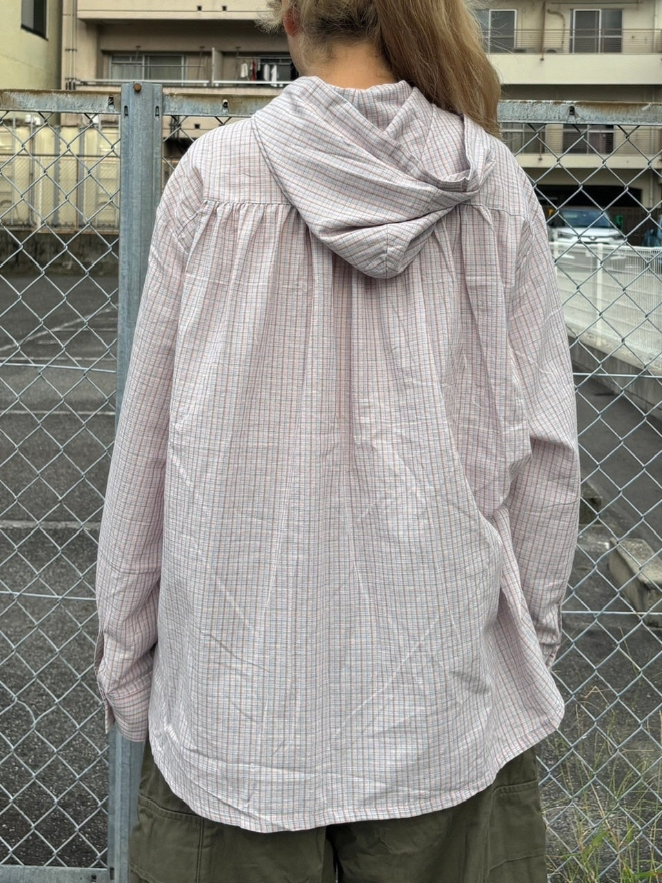 受注制【oaks】oversize hoodie check shirt (2color)