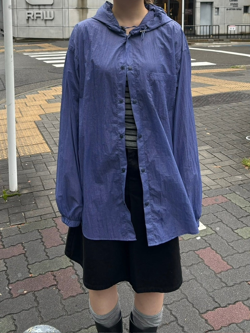 受注制【oaks】nylon sheer hood shirt (2color)